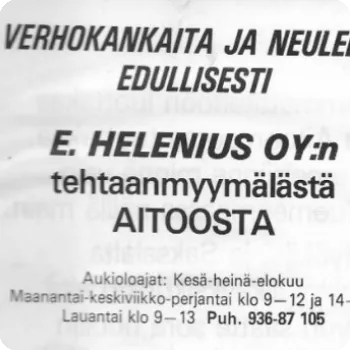 E.Helenius oy myymälämainos